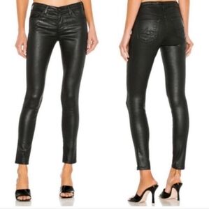 AG Adriano Goldschmied Black Super Skinny Legging Ankle Faux Leather 26R